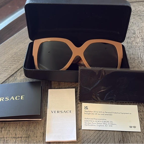 Versace Women\'s Black and Tan Sunglasses